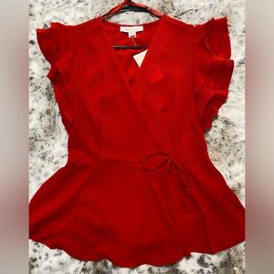 Monteau Los Angeles Red Dressy Women’s Top